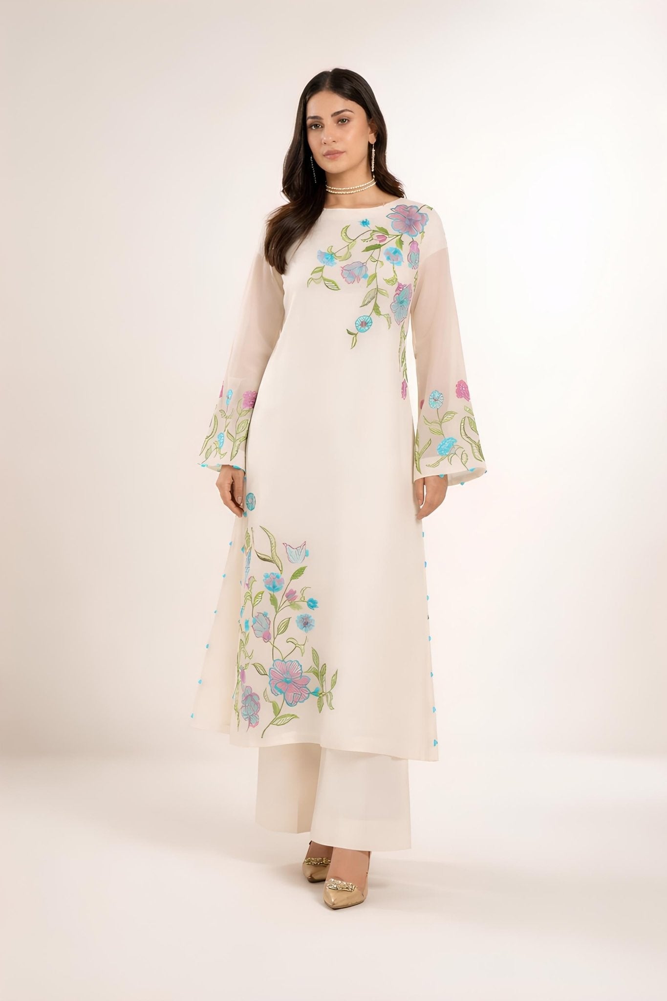 DIL FLORAL SET embroidered kurta in XS – Subahstore South Asian fashion
