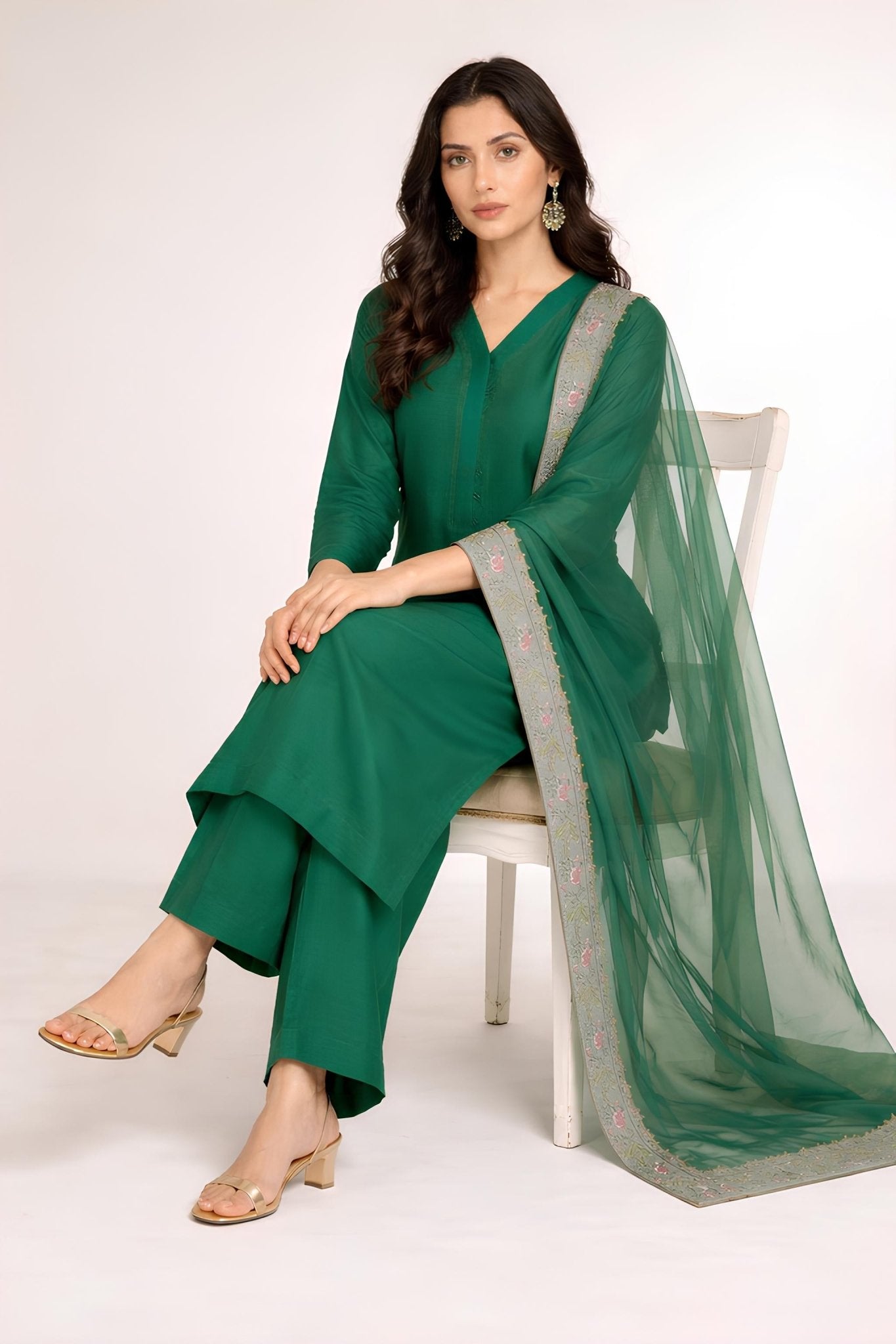 NOOR EMERALD SET embroidered kurta in S – Subahstore South Asian fashion
