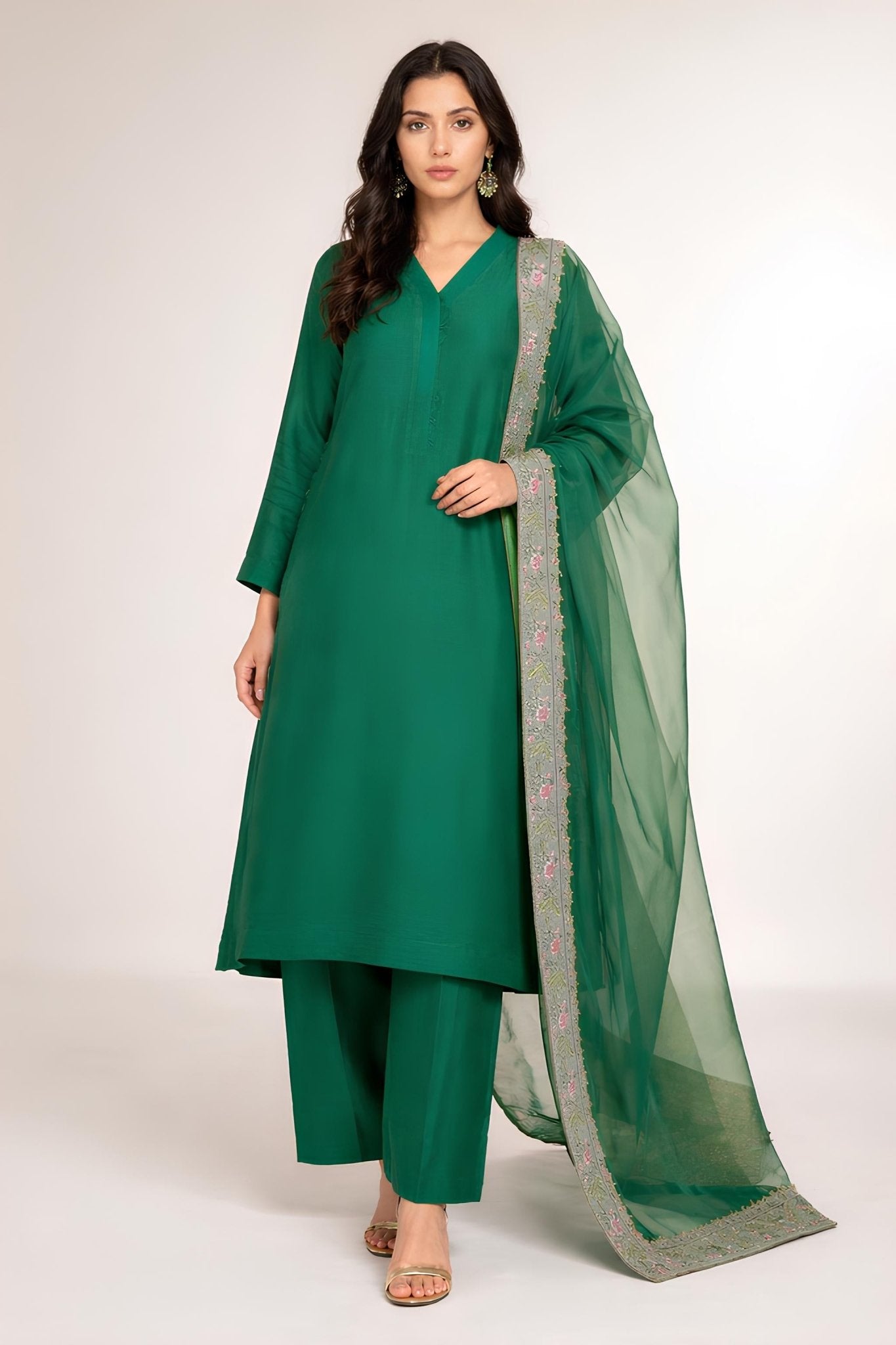NOOR EMERALD SET embroidered kurta in S – Subahstore South Asian fashion