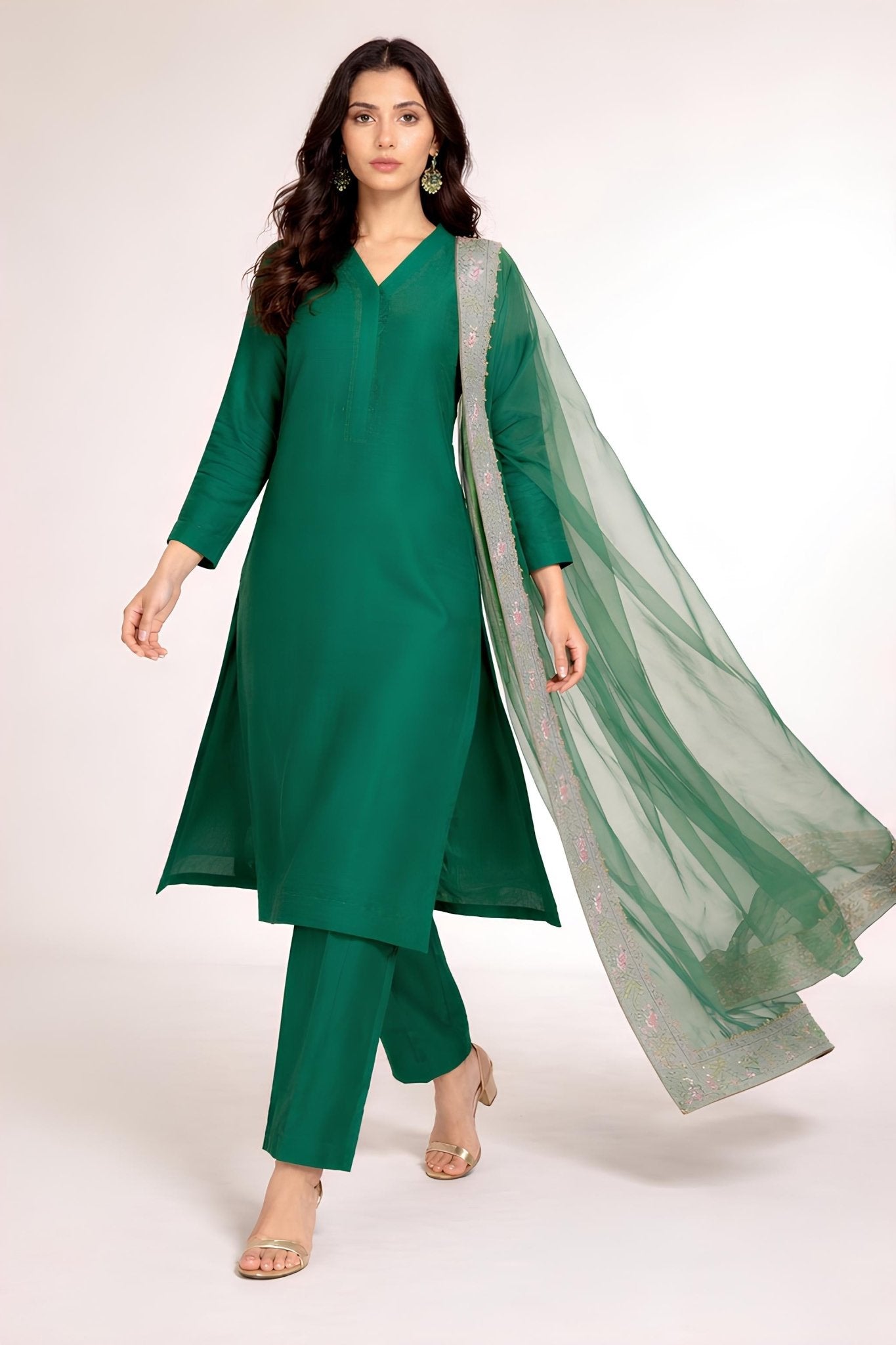NOOR EMERALD SET embroidered kurta in S – Subahstore South Asian fashion