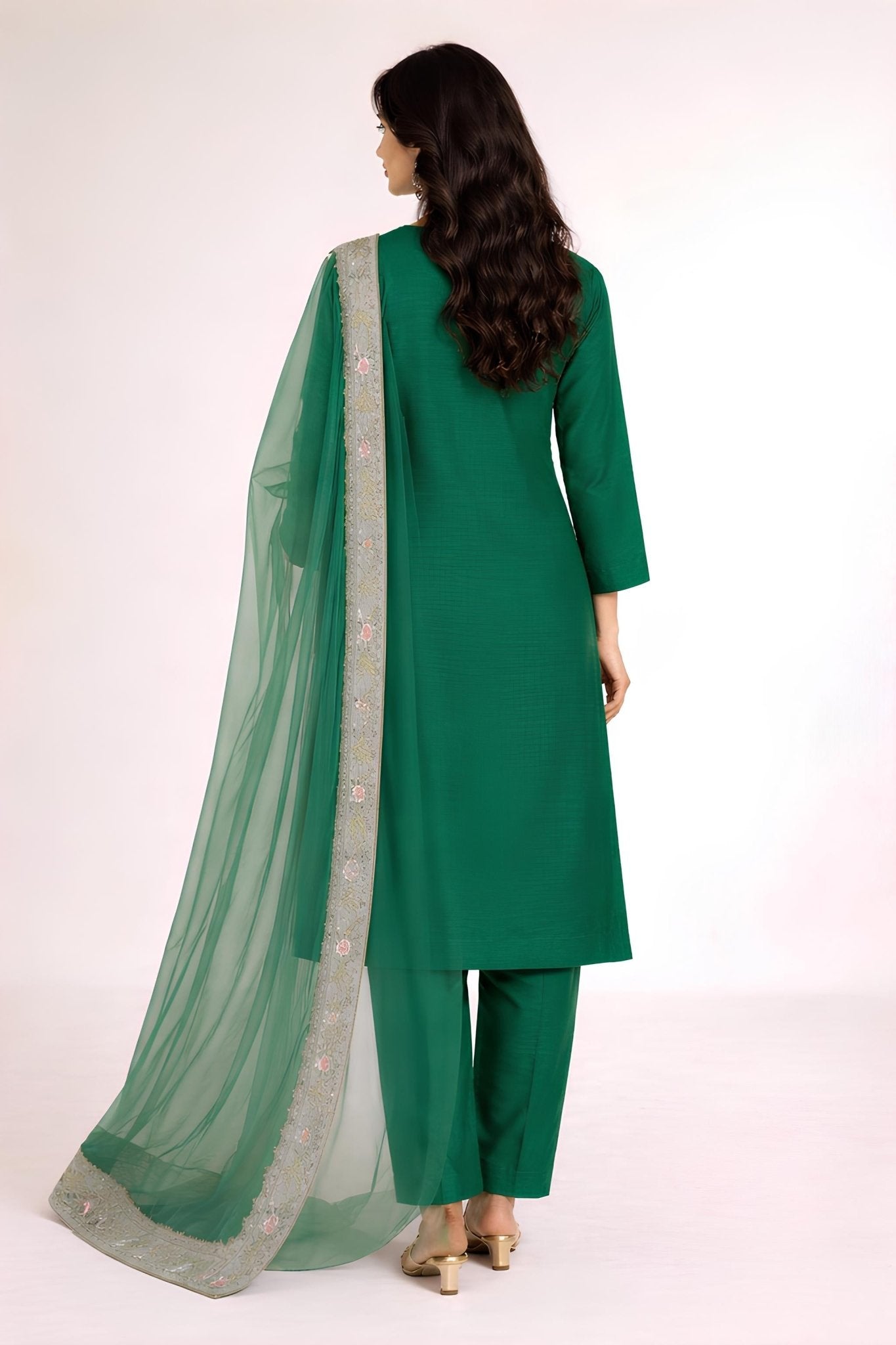 NOOR EMERALD SET embroidered kurta in S – Subahstore South Asian fashion