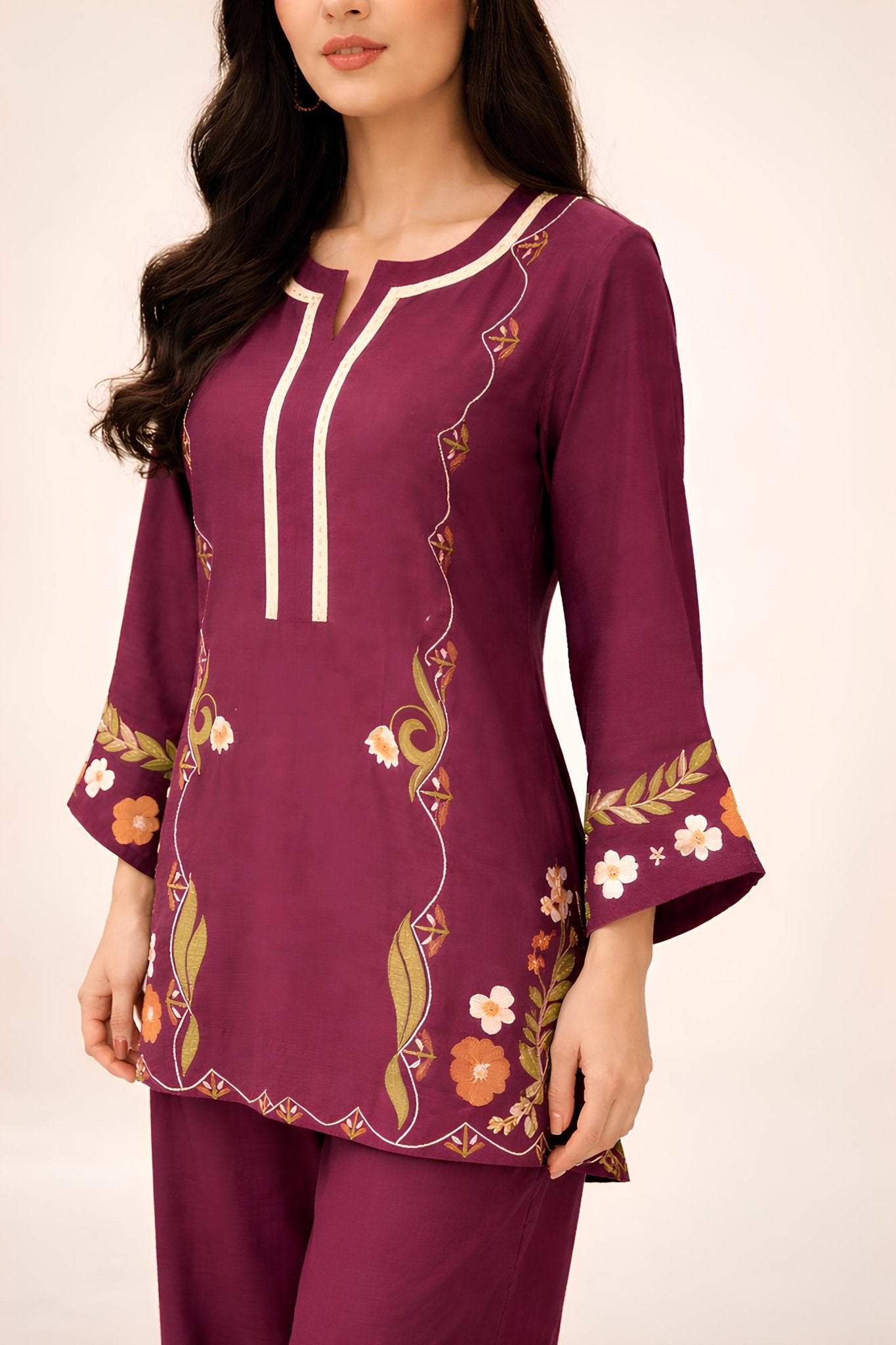PURPLE KHADI SET embroidered kurta in XS – Subahstore South Asian fashion