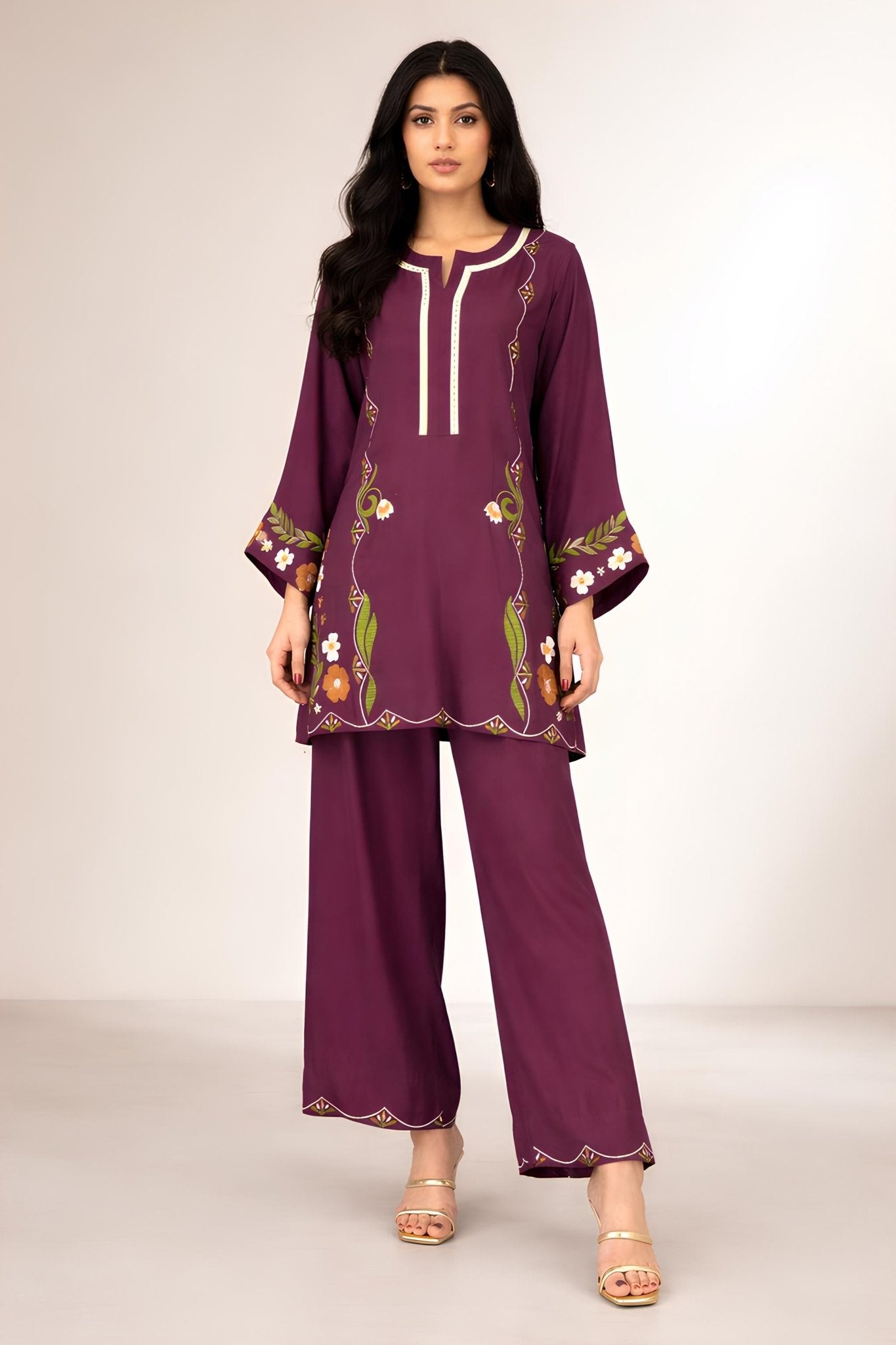 PURPLE KHADI SET embroidered kurta in XS – Subahstore South Asian fashion