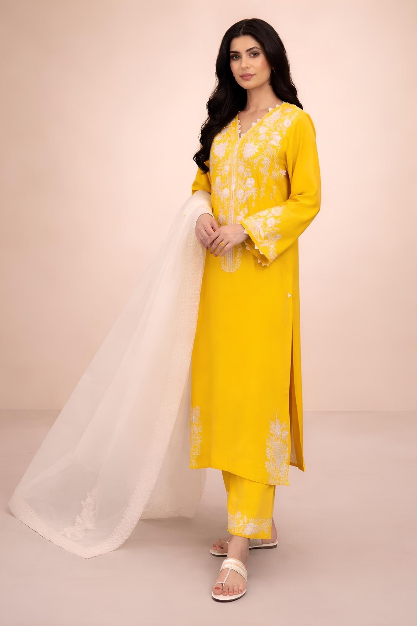 RAYA SAFFRON SET embroidered kurta in XS – Subahstore South Asian fashion